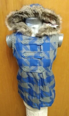 Nuevo Invierno Bongo Sudadera con Capucha Chaleco M Azul Gris Cuadros Imitación Piel Suéter Esquí Foto 1 de 4