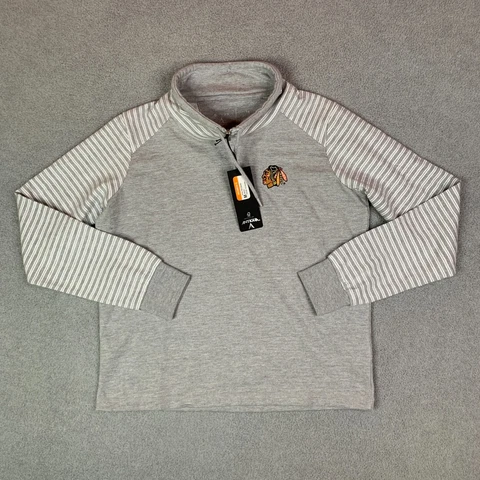 Antigua Chicago Blackhawks Sweater Womens Medium Gray Cowl Neck Pullover NEW Cover