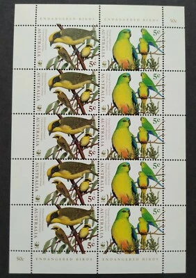 1998 Australia Endangered Birds Parrots 10v Stamps Sheetlets 澳洲鸟类邮票小版张 - Image 1 of 2