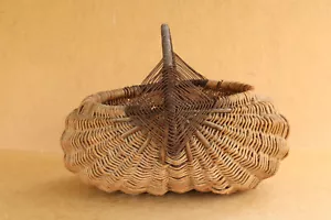 Antique Basket Vintage Picnic Wicker Basket Harvest Wooden Crate Early 20th 1920 - Picture 1 of 7