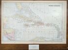 Vintage 1900 WEST INDIES Map 22'x14' ~ Old Antique Original JAMAICA PUERTO RICO