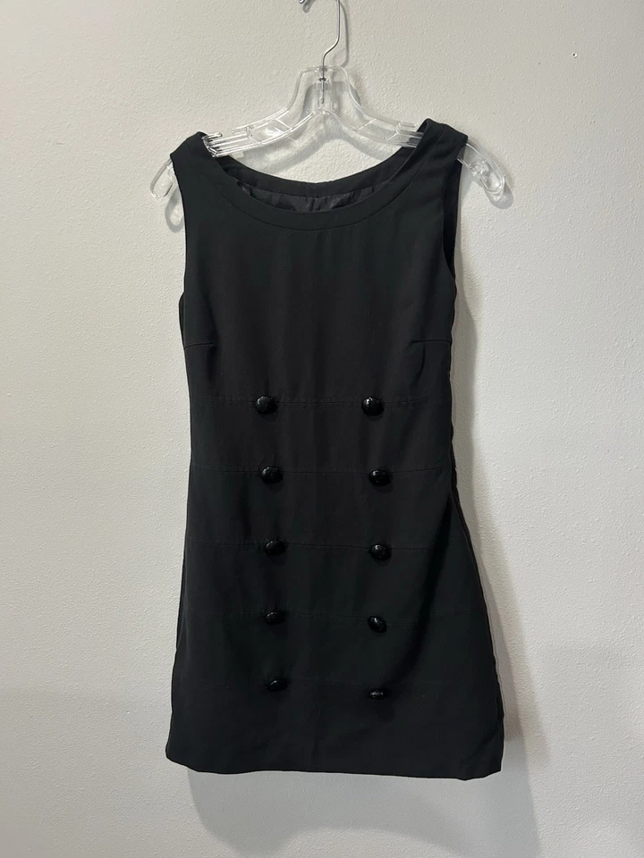 Mini Vestido Ben Sherman Negro Con Detalles de Botones Talla S Foto 1 de 3