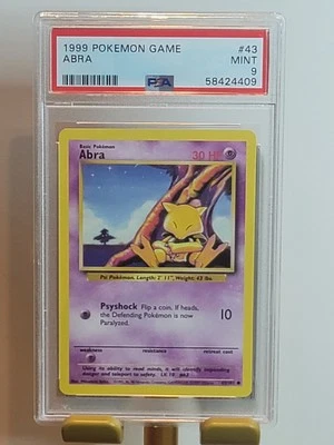 1999 Pokémon  ABRA PSA 9  PERFECT CENTERING - FRESH SLAB  - Image 1 of 3