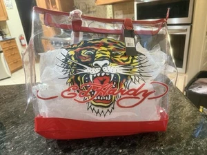 Ed Hardy Tote Clear Tiger PVC Bag See-Through Red New w/Tags - Picture 1 of 3