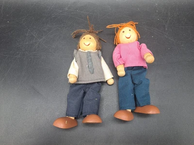 Lot of Two (2) KidKraft: Wooden Posable Doll Family- Mom & Dad - Image 1 of 3