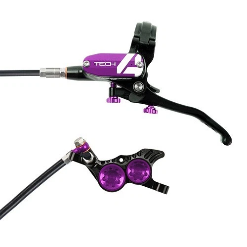 Hope Tech 4 V4 Downhill E-Bike Brake - Black/Purple- Black Hose- Left Hand Front - Image 1 of 1