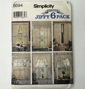 Uncut Simplicity Sewing Pattern 8694 Abbie's Jiffy 6 Pack Curtains Windows - Picture 1 of 6