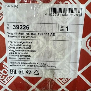 Thermostat Housing 39226 Febi 03L121111AE 3L121111AE Genuine Quality Guaranteed - Picture 1 of 7