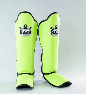 NEW Raja Pro Shin Guards Black / Volt Green Muay Thai Kickboxing MMA Size L NWT - Picture 1 of 10
