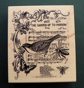 P6  Collage rubber stamp "The garden of to-morrow" 3.2x3.75 - Picture 1 of 1