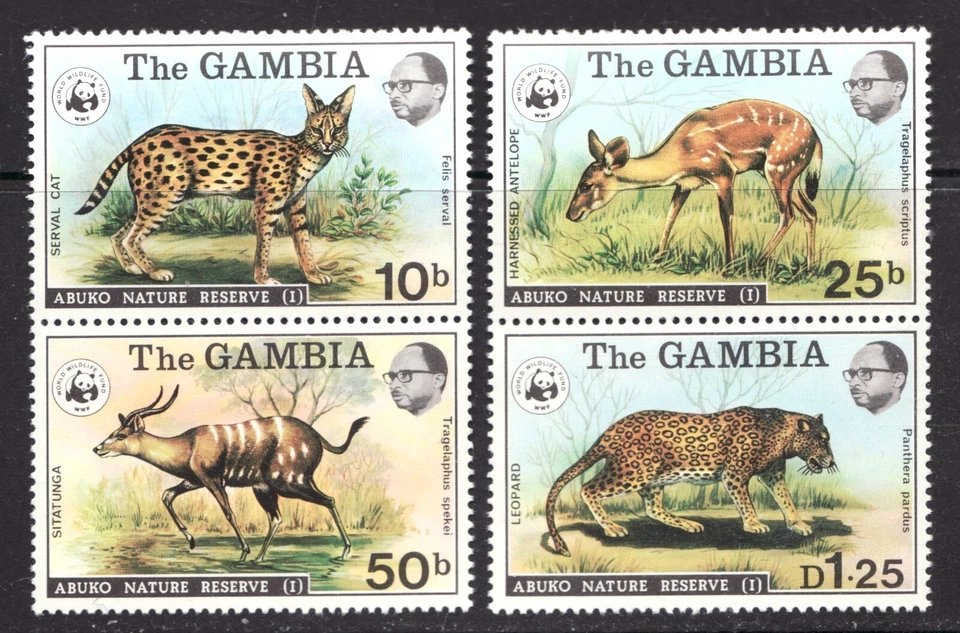 1976 Gambia Sc# 341-44 Animals of Abuko Nature Reserve I - WWF promo - MNH Cv$39 - Image 1 of 1