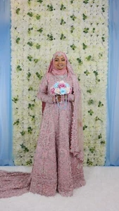 Blush Pink & Silver Trail Bridal lengha Wedding Gown Asian Wedding Occasion - Picture 1 of 6