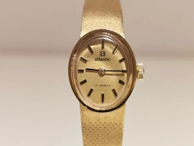 VINTAGE RARE LUXURY BEAUTIFUL GOLD PLATED LADIES MECHANICAL WATCH "ATLANTIC"  - Image 1 of 4