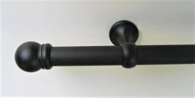 bastone per tenda con supporti e finali NERO OPACO, tubo cm 100 150 200 220 400 - Immagine 1 di 2