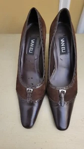 Van Eli Brown Leather And Suede Pumps Size 9N - Picture 1 of 10