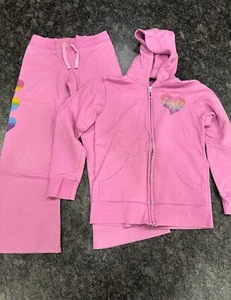 Girls Flowers by Zoe Beaded Hearts Sweatsuit Jacket & Pants - size L Large - Picture 1 of 11