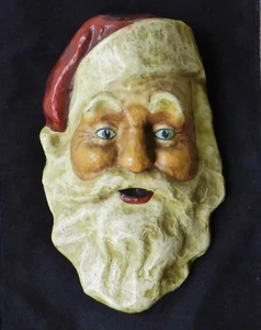 German 1940's 17" Paper-Mache Hand-Painted Santa Claus Face Christmas Decoration - Picture 1 of 7