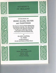 Sotheby's- Irish Glass, Silver, and Paintings at Slane Castle - Nov 20 1978 - Imagen 1 de 1
