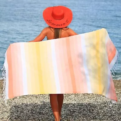 Toalla de playa turca East'N Blue Rainbow (36"x71") de secado rápido sin arena de gran tamaño Foto 1 de 4