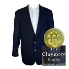 Vintage Claymore Blazer Mens 42R Solid Navy Blue Two Gold Brass Buttons