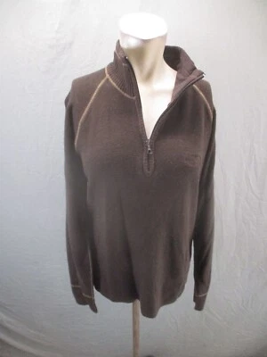 The North Face Size M Mens Brown Wool Cotton Blend 1/2 Zip Knit Pullover 539 - Image 1 of 4