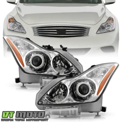 For 2008-2015 Infiniti G37/Q60 Coupe|Convertible Chrome Projector Headlights Set - Image 1 of 4