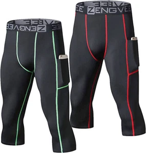 Confezione da 2 Leggings da Corsa Freddi Asciutti Da Uomo Strato Base Nero/Grigio X-Large (070508 - Foto 1 di 5