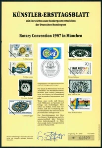 ALEMANIA HOJA DE ARTE 1987/17 CONVENCIÓN ROTATIVA MUNICH ¡DISEÑOS NO EMITIDOS!! - Imagen 1 de 2