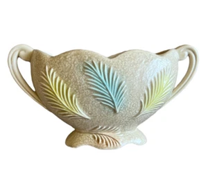 Sylvac plume oval foot ceramic jardiniere planter beige feather decor model 2406 - Picture 1 of 7
