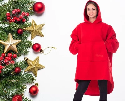 舒适超大毯子连帽袖大号口袋棉全新带标签 59 美元 — 第 1/4 张图片