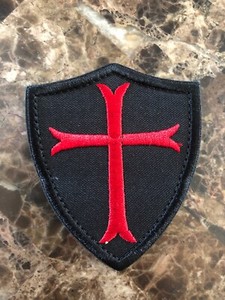 VELCRO® BRAND Fastener Morale Patch Crusader Templar Black Red 3"