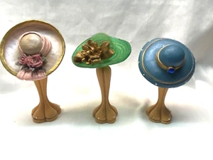 Set of 3 Classic Couture Fashion Hats on Pedistal Stands 1999 - Picture 1 of 15