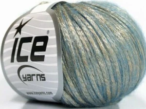 LOT OF 8 Ice ROCK STAR Yarn #52019 GOLD LIGHT BLUE Soft Shiny MERINO BLEND - Picture 1 of 4