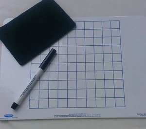 Trockenwischbrett (A4 weiß SQR Gitter 1 Seite & weiß die andere) + Stift + Wischfilz - Bild 1 von 2