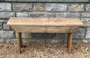 Antique OAK 40" Old Wood Seat Bench Garden Table English Farm French Country (B) - Picture 1 of 23