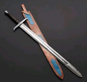 Handgeschmiedetes Damaststahl Wikinger Schwert scharf Mittelalter Schwert kampfbereit + Scheide - Bild 1 von 3