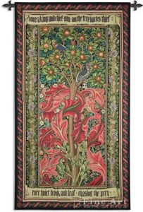 William Morris Specht roter Wandteppich Wandbehang Baumkomposition H72" W41" - Bild 1 von 1