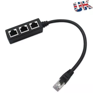 Splitter Ethernet Rj45 Cable Adapter 1 Male to 2/3 Female Port Lan Network - Picture 1 of 9