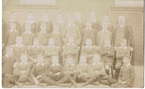 EDWARDIAN RP POSTCARD SCHOOLBOYS AND THEIR MASTERS C1908 PROBABLY IPSWICH - Picture 1 of 2