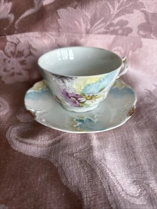 Vintage -Well Germany Demitasse, Cup & Saucer Set Watercolor Flowers - Picture 1 of 8