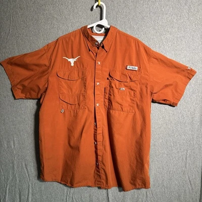 Columbia PFG Texas Longhorns Vented Shirt Mens XL Orange Fishing Short Sleeve - Image 1 of 4