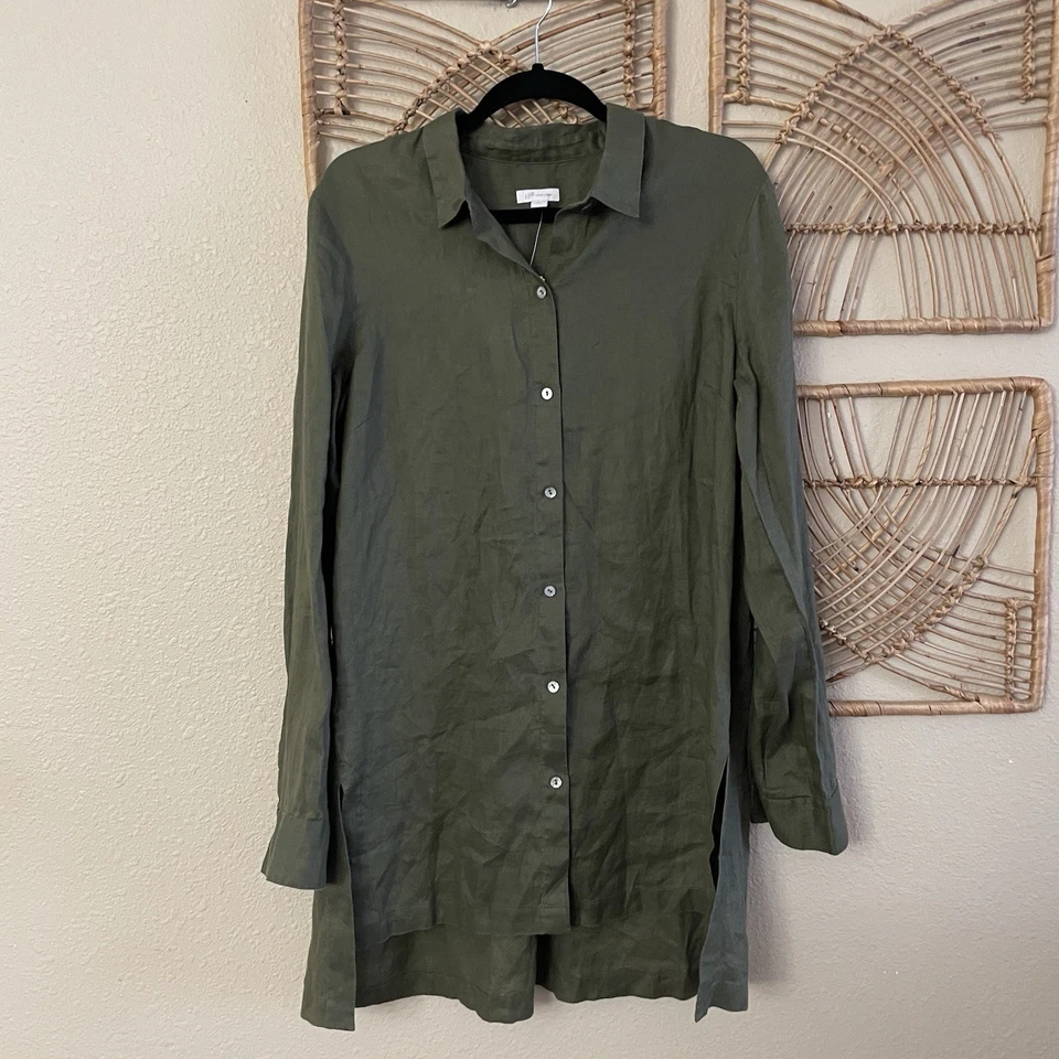 J. Jill  Love Linen Tunic Shirt Green Moss Beachy Coastal Sz L Tall NWT B23 - Image 1 of 4