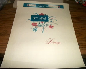 Vintage Bryn Mawr Stocking/Hoisery Box Label~Unused~White/Pink/Blue Flowers - Picture 1 of 1
