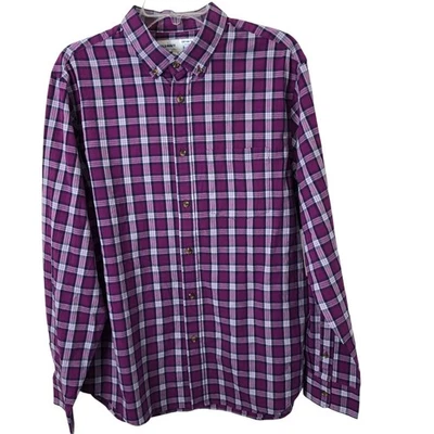 Camisa xadrez roxa flexível embutida ajuste regular masculina Old Navy nova com etiquetas tamanho G - Imagem 1 de 4