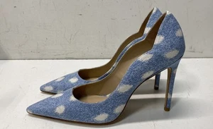 Stuart Weitzman Women's Blue Polka Dot Pump High Heels Size 8.5 - Picture 1 of 7