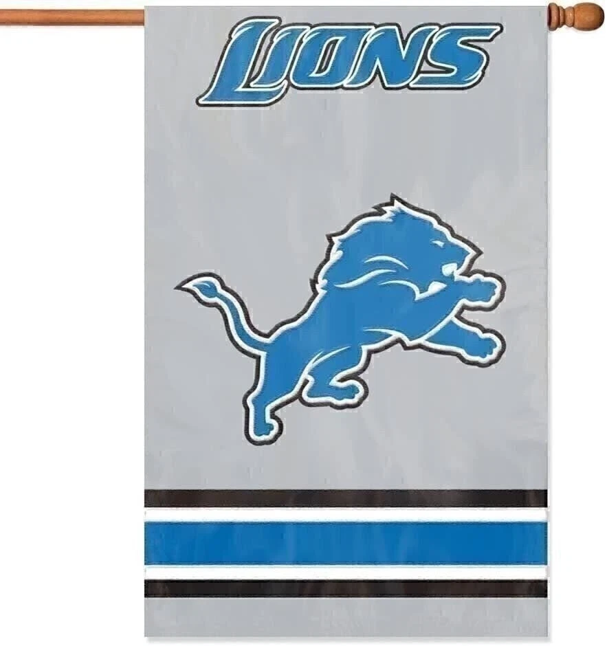 Bandera de los Detroit Lions Premium apliques bordados de doble cara 28x44 pulgadas Foto 1 de 1