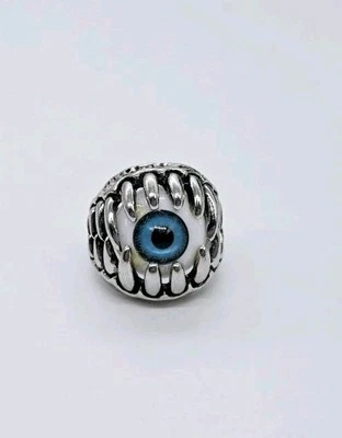 Evil Eye Eyeball Ring Silver tone Chunky Statement  Size 8 Protection  - Image 1 of 4