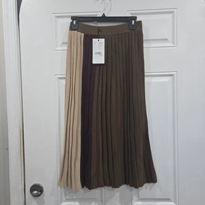 Weekend Max Mara Pleated Skirt Virgin 2425306022 Beige Regular Fit Size Small - Picture 1 of 5
