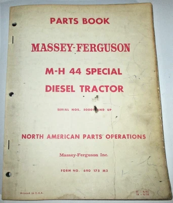 Massey Harris 44 Diesel Special Tractor Parts Catalog Manual Book ORIGINAL! 8-61 - Image 1 of 3