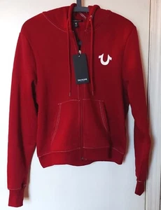 True Religion Women's Glitter Logo Zip Hoodie Red Buddha Size L (NWT) - Picture 1 of 19